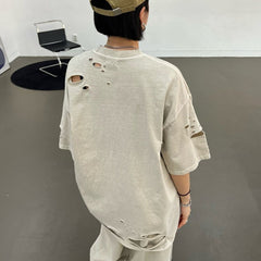 Light Grey Ragged Style T-Shirt