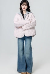 Light Pink Quilted Hooded Puffer Jacket