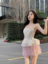 Light Pink Ruffles Tutu Mini Skirt
