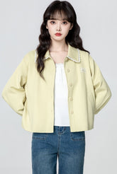 Light Yellow Lace Trim Utility Jacket Cardigan