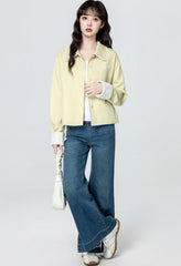 Light Yellow Lace Trim Utility Jacket Cardigan