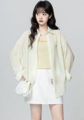 Light Yellow Sun Protection Shirt Jacket Casual Loose Lapel Top
