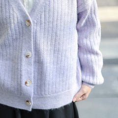 Lilac Ribbed Cozy Cardigan