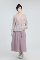 Lilac Vneck Knitted Pullover Sweater