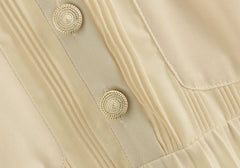 Beige Pleated Long Dress