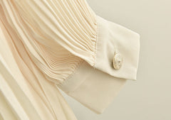 Beige Pleated Long Dress