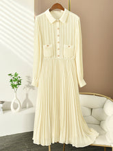 Beige Pleated Long Dress