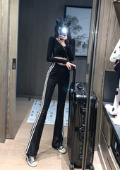 Black Flared Track Pants