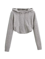 Grey Crop Hoodie