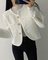 White Tweed Short Blazer Jacket