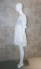 White Embroidery V-Neck Dress