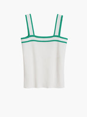White Wide Strap Square Collar Top