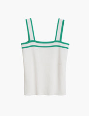 White Wide Strap Square Collar Top