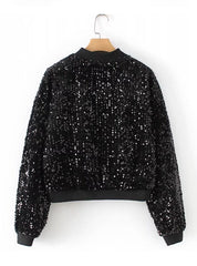 Black Cropped Sparkly Sequin Jacket
