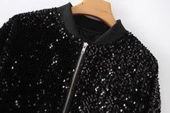 Black Cropped Sparkly Sequin Jacket