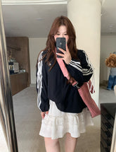 Loose Black Zip Jacket Spring Windproof Top