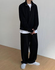 Loose Fit Casual Sports Pants Black Gray