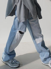 Loose Fit Patchwork Jeans