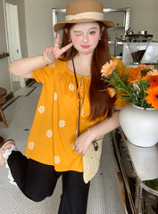 Loose Printed Vintage Blouse