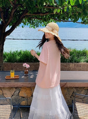 Mesh Skirt And Relaxed T Shirt Set