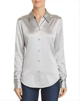 Metallic Grey Long Sleeves Shirt
