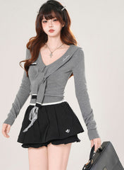 Millennium Dreamcore Slim Fit Sailor Collar Top