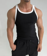 Black Contrast Trim Ribbed Tank Top