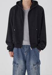 Minimal Hooded Zip Up Sweatshirt Jacket