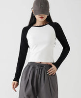White Contrasting Long Sleeve Top