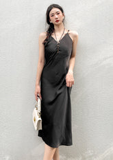 Black Lace Up Multi-Sling Dress
