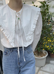 White Pointed Collar Blouse