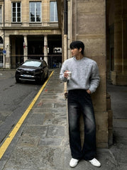 Mohair Pullover Crew Neck Sweater