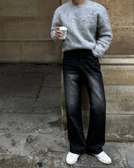 Mohair Pullover Crew Neck Sweater