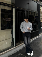 Mohair Pullover Crew Neck Sweater