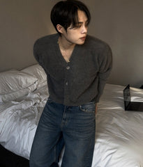 Mohair V-neck Knit Cardigan