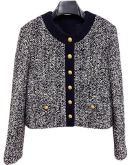 Grey Tweed Buttoned Jacket