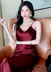 Red Satin Long Dress