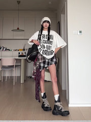 Multicolored Layered Plaid Skirt