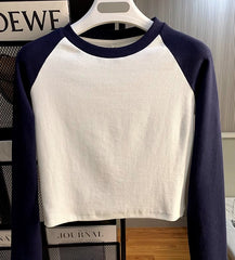 Navy Blue And White Raglan T-Shirt