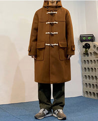 Navy Blue Hooded Long Coat