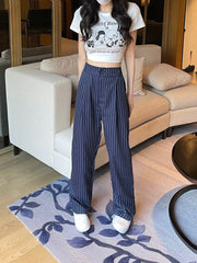 Blue Pinstripes Mopping Pants