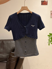 Navy Cardigan and Top Set
