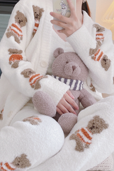 White Bear Cardigan And Pajama Set
