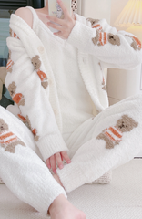 White Bear Cardigan And Pajama Set