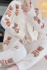 White Bear Cardigan And Pajama Set