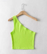 Neon Green One-Shoulder Top