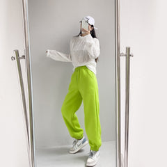 Neon Green Velvet Sweatpants
