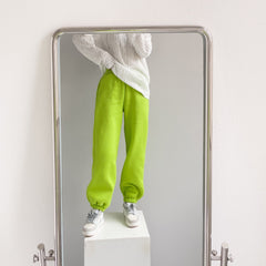 Neon Green Velvet Sweatpants