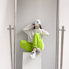 Neon Green Velvet Sweatpants