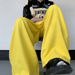 Neon Yellow Wide Leg Jeans